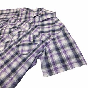 Wrangler peal snap Western short sleeve shirt Mens Large button up‎ purple blue